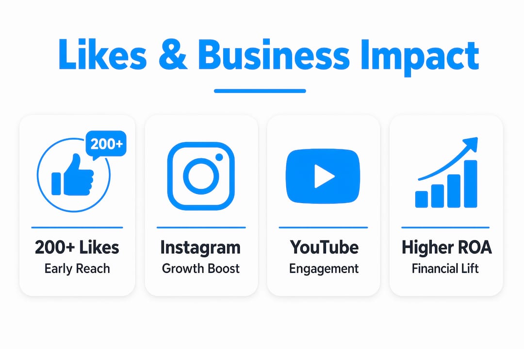 Infographic showing key statistics on likes and business impact