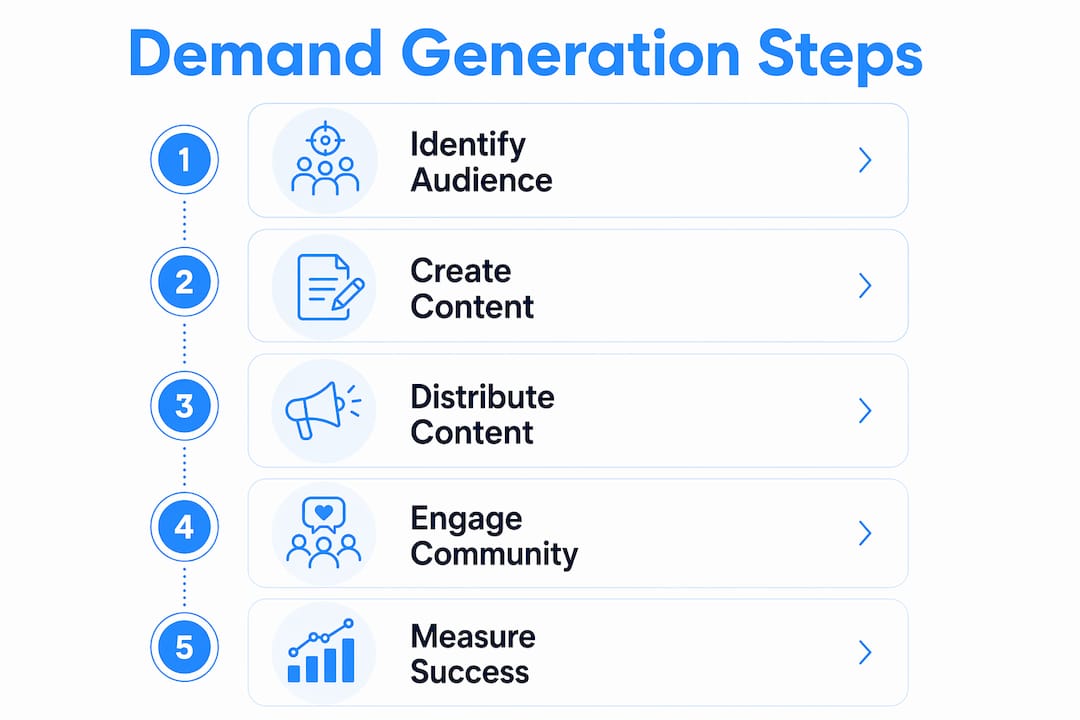 Infographic showing five steps of social demand generation