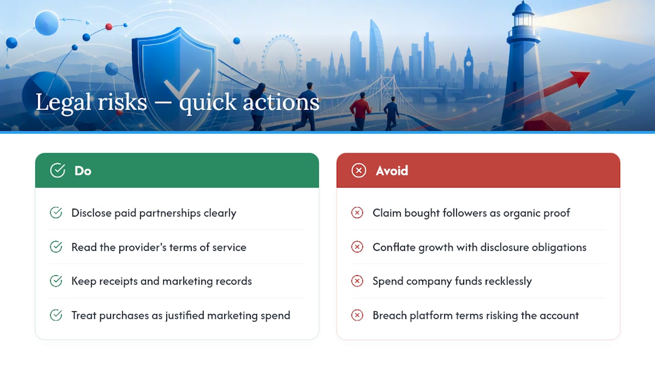 What are the legal risks of buying social media growth in the UK? — overview diagram
