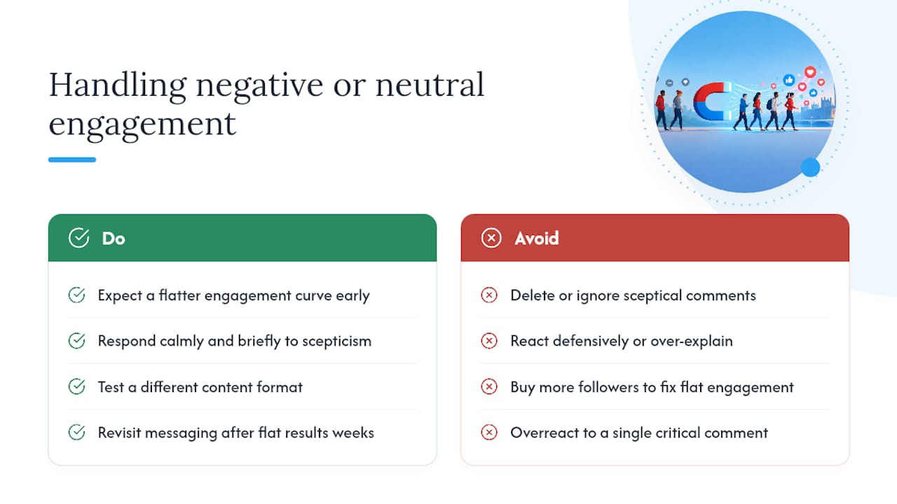 How do you handle negative or neutral engagement after buying followers? — overview diagram