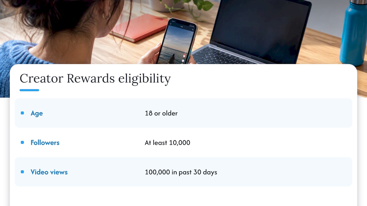 Three Creator Rewards eligibility thresholds