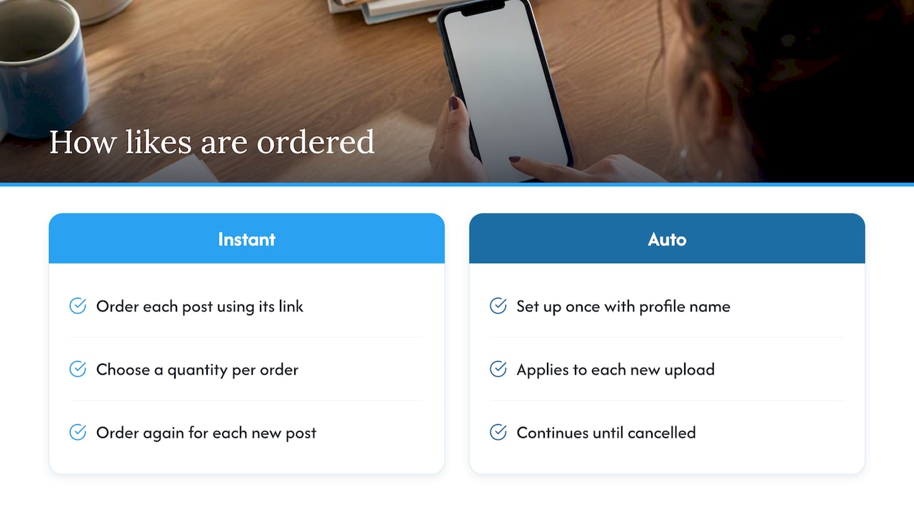 Instant orders compared with an ongoing auto plan