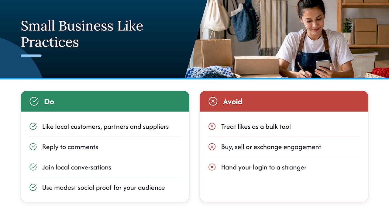 Perspective: what we tell small businesses about likes — overview diagram